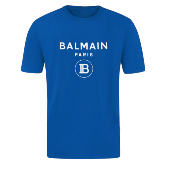 T-SHIRT 100% ΒΑΜΒΑΚΙ ΜΕ LOGO - ΜΠΛΕ ΡΟΥΑ - BALMAIN T-SHIRT 100% ΒΑΜΒΑΚΙ ΜΕ LOGO - ΜΠΛΕ ΡΟΥΑ - BALMAIN